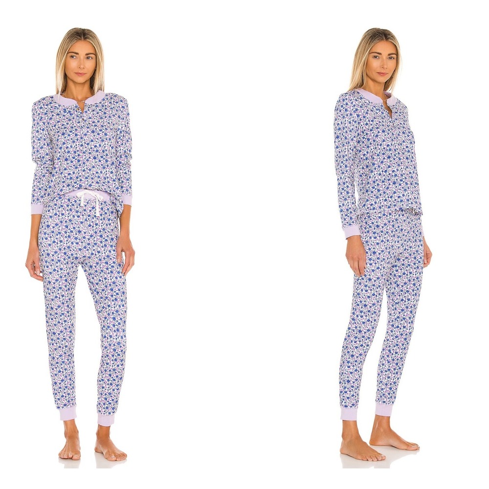 LoveShackFancy Blue & White Floral Pajama Set